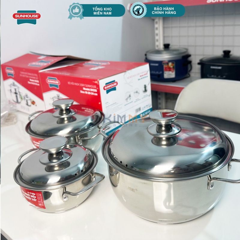 Bộ 3 nồi Sunhouse SHD335 - 3 đáy INOX cao cấp